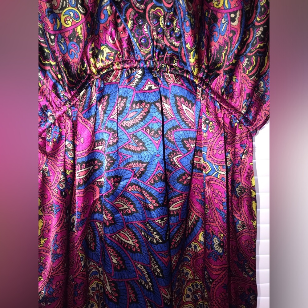 Gorgeous Satin Paisley Kimono Nightgown - Picture 2 of 7